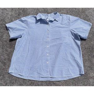 Top Notch Mens blue white stripped Shirt 4XL Cotton Usa made vintage short sleev